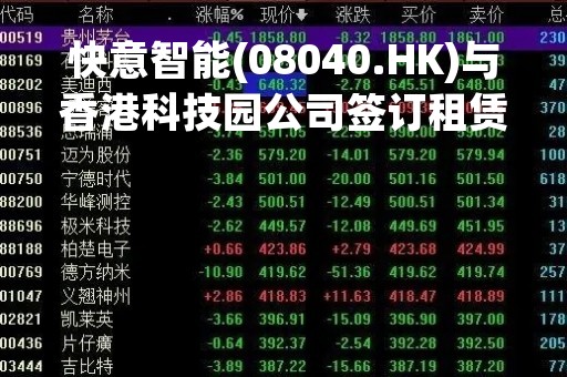 快意智能(08040.HK)与香港科技园公司签订租赁协议