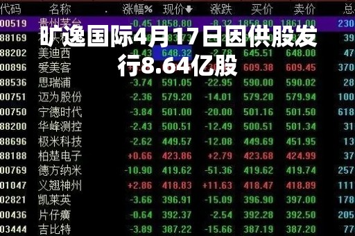 旷逸国际4月17日因供股发行8.64亿股