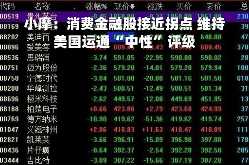 小摩：消费金融股接近拐点 维持美国运通“中性”评级