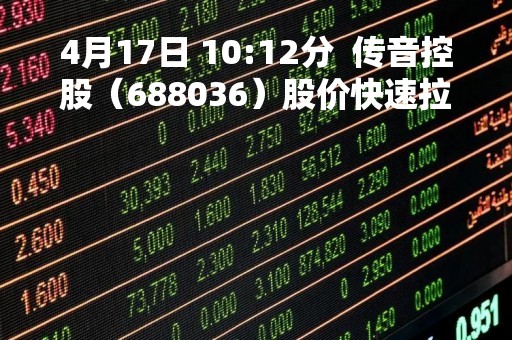 4月17日 10:12分  传音控股（688036）股价快速拉升