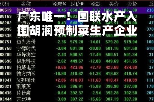 广东唯一！国联水产入围胡润预制菜生产企业百强榜前十