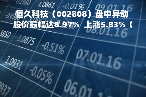 恒久科技（002808）盘中异动 股价振幅达8.97%  上涨5.83%（04-19）