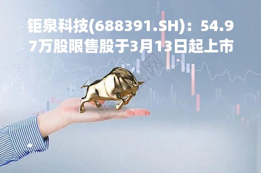 钜泉科技(688391.SH)：54.97万股限售股于3月13日起上市流通