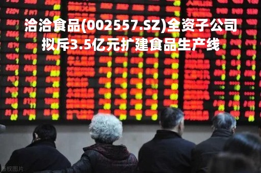 洽洽食品(002557.SZ)全资子公司拟斥3.5亿元扩建食品生产线
