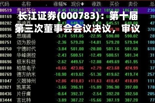 长江证券(000783)：第十届第三次董事会会议决议，审议2项议案获通过