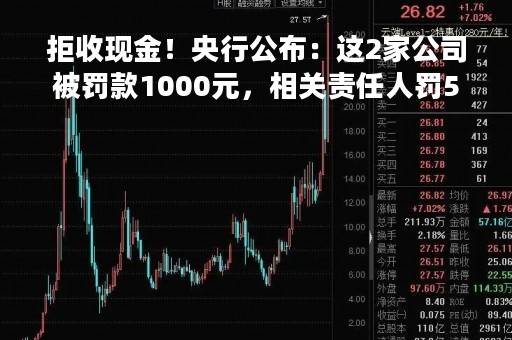 拒收现金！央行公布：这2家公司被罚款1000元，相关责任人罚500元