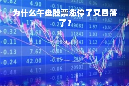为什么午盘股票涨停了又回落了? 为什么午盘股票涨停了又回落了?