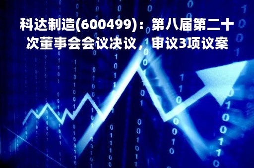 科达制造(600499)：第八届第二十次董事会会议决议，审议3项议案获通过