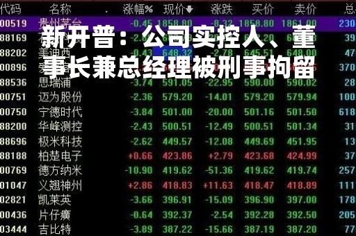 新开普：公司实控人、董事长兼总经理被刑事拘留
