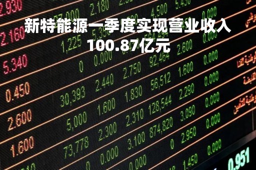 新特能源一季度实现营业收入100.87亿元