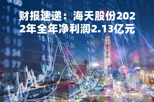 财报速递：海天股份2022年全年净利润2.13亿元，总体财务状况优秀
