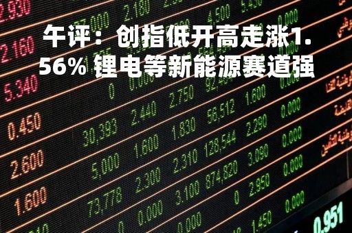 午评：创指低开高走涨1.56% 锂电等新能源赛道强势反弹