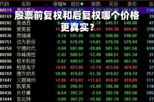 股票前复权和后复权哪个价格更真实？