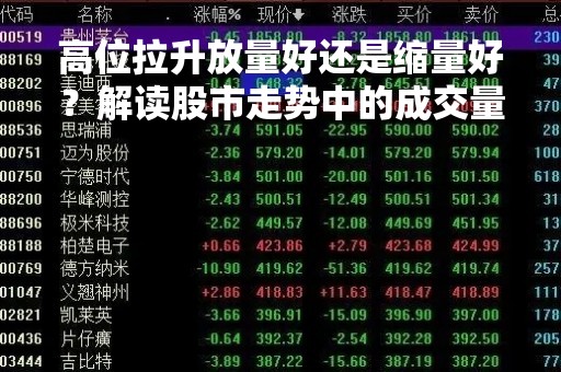 高位拉升放量好还是缩量好？解读股市走势中的成交量