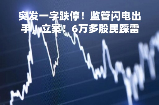 突发一字跌停！监管闪电出手，立案！6万多股民踩雷