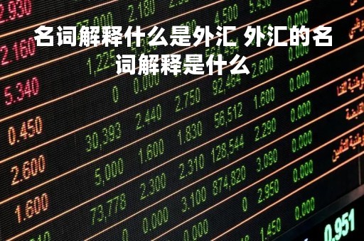名词解释什么是外汇 外汇的名词解释是什么
