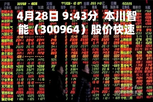 4月28日 9:43分  本川智能（300964）股价快速拉升