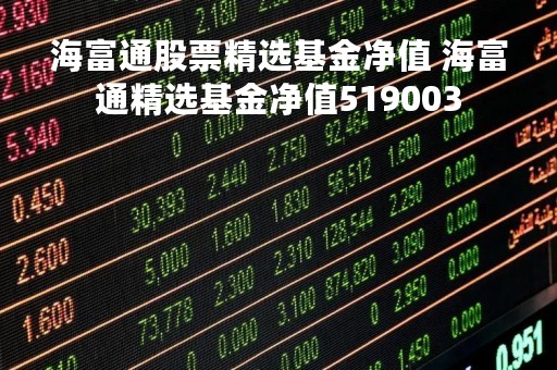 海富通股票精选基金净值 海富通精选基金净值519003