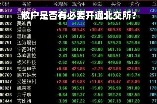 散户是否有必要开通北交所？