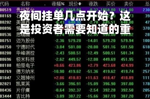 夜间挂单几点开始?这是投资者需要知道的重要信息