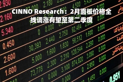 CINNO Research：2月面板价格全线调涨有望至第二季度