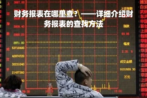 财务报表在哪里查？——详细介绍财务报表的查找方法