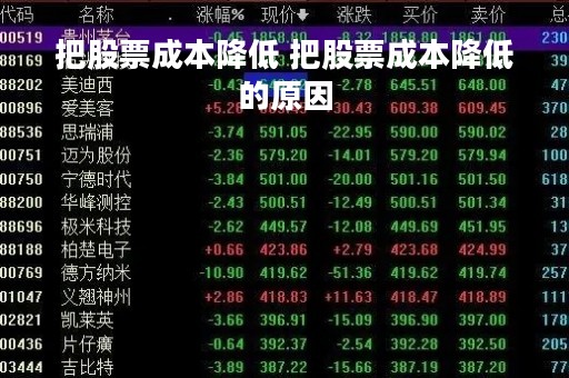 把股票成本降低 把股票成本降低的原因