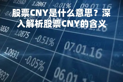 股票CNY是什么意思？深入解析股票CNY的含义与作用