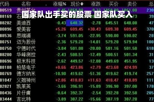 国家队出手买的股票 国家队买入 国家队出手买的股票 国家队买入