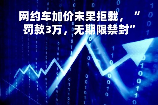 网约车加价未果拒载，“罚款3万，无期限禁封”