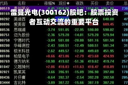 雷曼光电(300162)股吧：股票投资者互动交流的重要平台