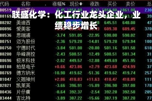 联盛化学：化工行业龙头企业，业绩稳步增长