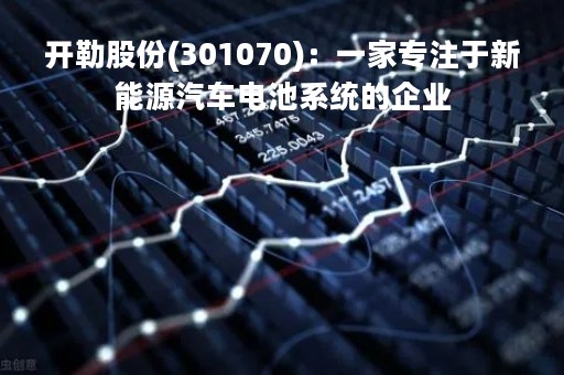 开勒股份(301070)：一家专注于新能源汽车电池系统的企业
