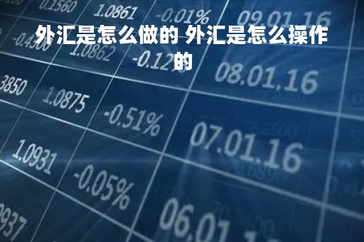 外汇是怎么做的 外汇是怎么操作的