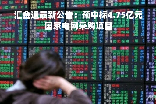 汇金通最新公告：预中标4.75亿元国家电网采购项目