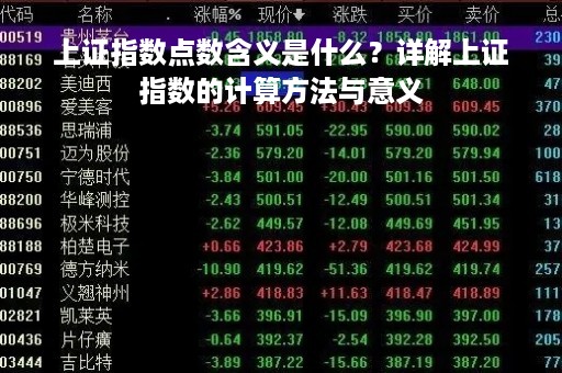 上证指数点数含义是什么？详解上证指数的计算方法与意义