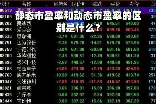 静态市盈率和动态市盈率的区别是什么？