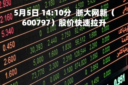 5月5日 14:10分  浙大网新（600797）股价快速拉升