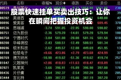 股票快速挂单买卖出技巧：让你在瞬间把握投资机会