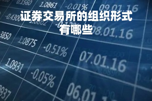 证券交易所的组织形式有哪些