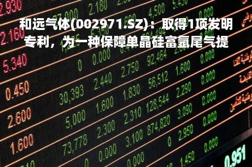 和远气体(002971.SZ)：取得1项发明专利，为一种保障单晶硅富氩尾气提纯高纯氩气供气质量的装置