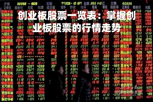 创业板股票一览表：掌握创业板股票的行情走势