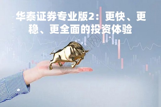 华泰证券专业版2:更快、更稳、更全面的投资体验 华泰证券专业版2:更快、更稳、更全面的投资体验