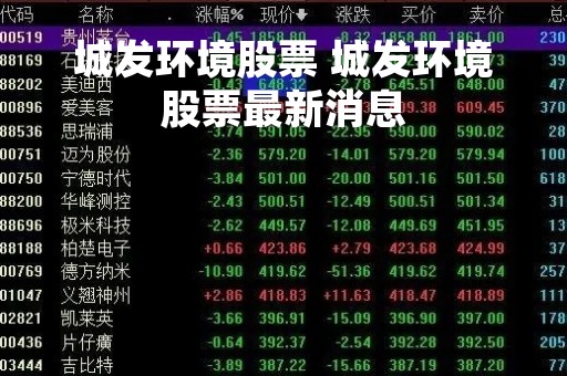城发环境股票 城发环境股票最新消息