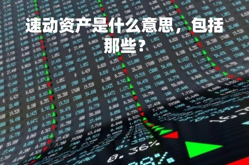 速动资产是什么意思，包括那些？