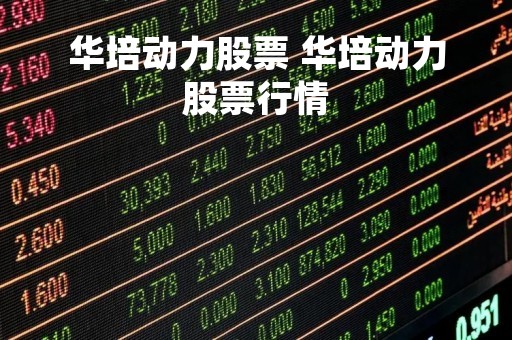 华培动力股票 华培动力股票行情